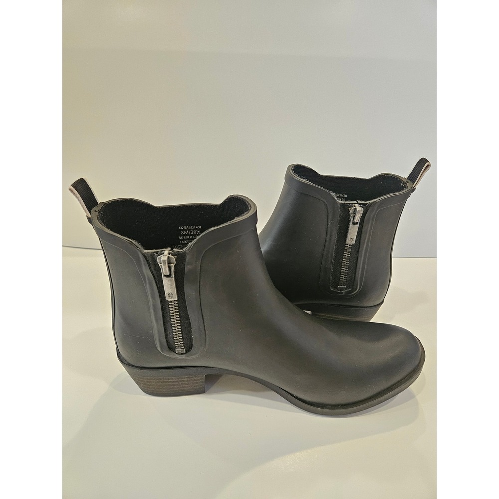 Lucky Brand Basel H2O Rain Boots Black Rubber Ankle Booties LK-BASELH20 Mens 8M